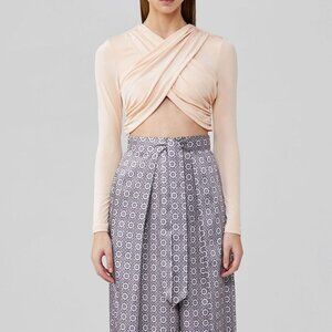 SIGNIFICANT OTHER Arta Long Sleeve Wrap Peach Crop Top Size US 2 Sold Out Online